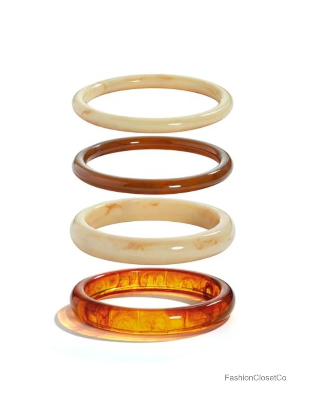 3-Piece Acrylic Resin Bangle Bracelet Set for Women, Chunky Stackable Plastic